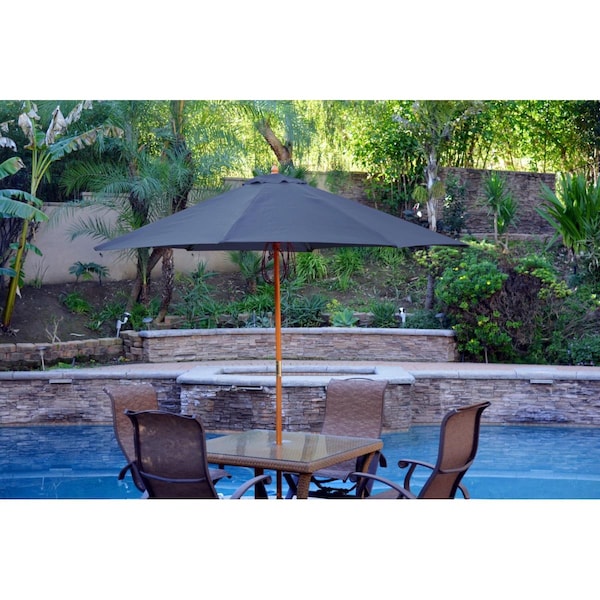Jeco 9 ft. Wood Market Umbrella, Blue - UBP91-UBF8