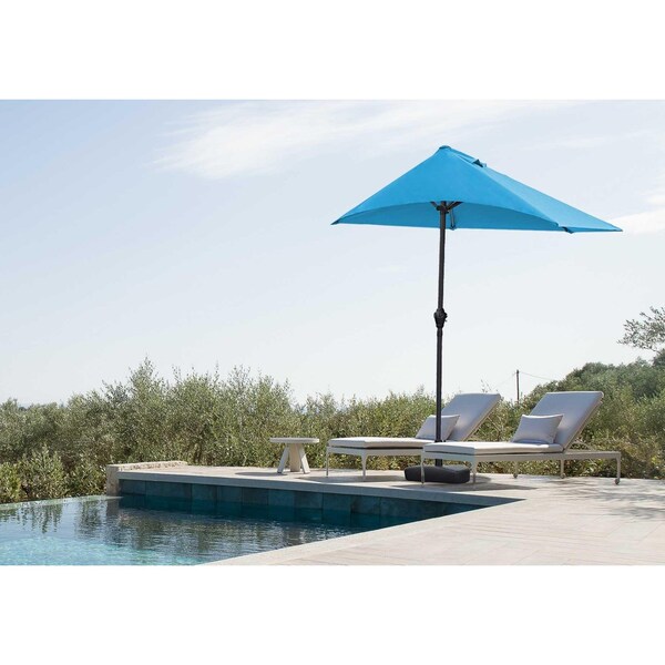 Homeroots 110 x 10 in. Blue iron Side Wall Umbrella - 372308