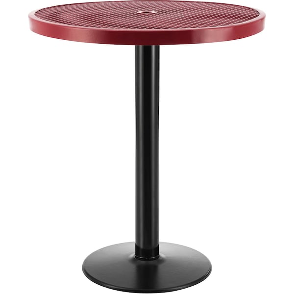 Global Industrial 36in Round Outdoor Bar Height Table, 42inH, Red - 278003RD