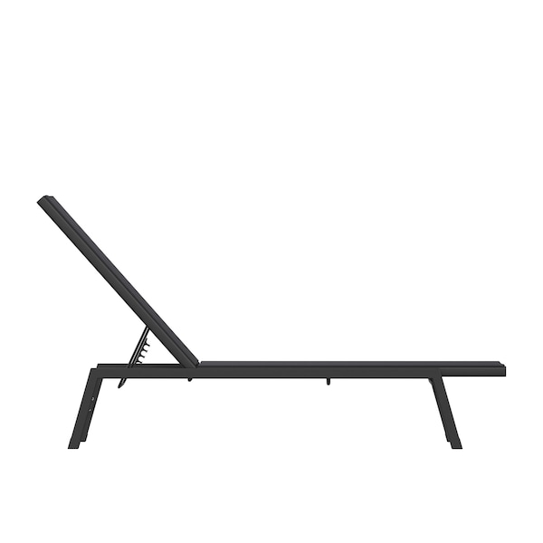 Flash Furniture Black/Black Adjustable Chaise Lounge, 2PK - 2-JJ-LC326-BLK-BLK-GG