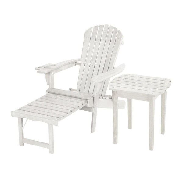 Cama Oceanic Collection Adirondack Chaise Lounge Chair Foldable, cup and glass holder, built in ottoman - CA2817096