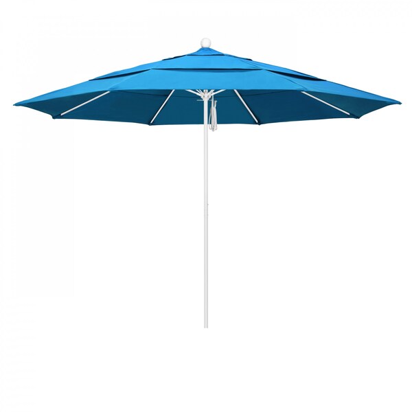 California Umbrella Patio Umbrella, Octagon, 107" H, Sunbrella Fabric, Canvas Cyan - 194061002094