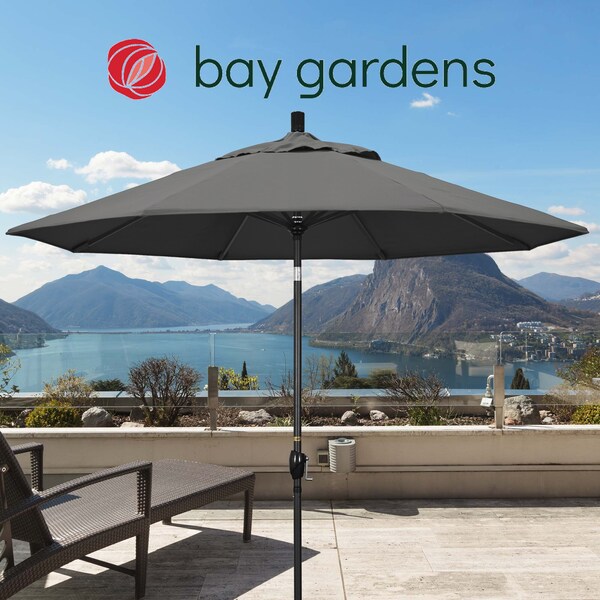 California Umbrella Patio Umbrella, Octagon, 101" H, Sunbrella Fabric, Charcoal - 194061034729