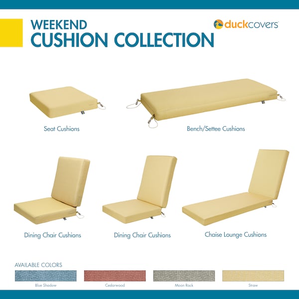 Classic Accessories Weekend 21" x 19" x 3" Dining Seat Cushion, Straw - CSWCH21193