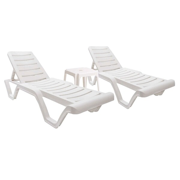 Rainbow Outdoor Lara 3-Piece Chaise Set-White - RBO-LARA-WHT-3CL