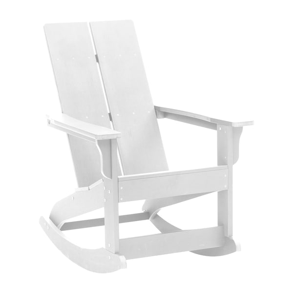 Flash Furniture White Modern Poly Resin Adirondack Rocking Chair - JJ-C14709-WH-GG