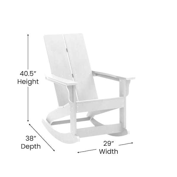 Flash Furniture White Modern Poly Resin Adirondack Rocking Chair - JJ-C14709-WH-GG