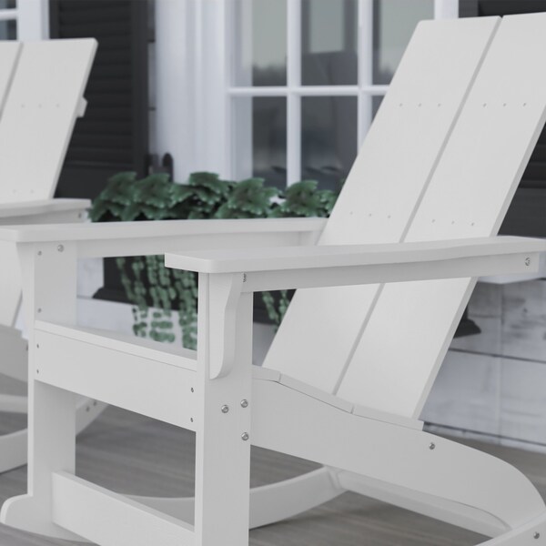 Flash Furniture White Modern Poly Resin Adirondack Rocking Chair - JJ-C14709-WH-GG