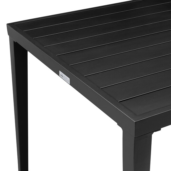 Armen Living Aileen Outdoor Patio 5-Piece Dining Table Set in Aluminum and Wicker with Gray Cushions - 840254333345