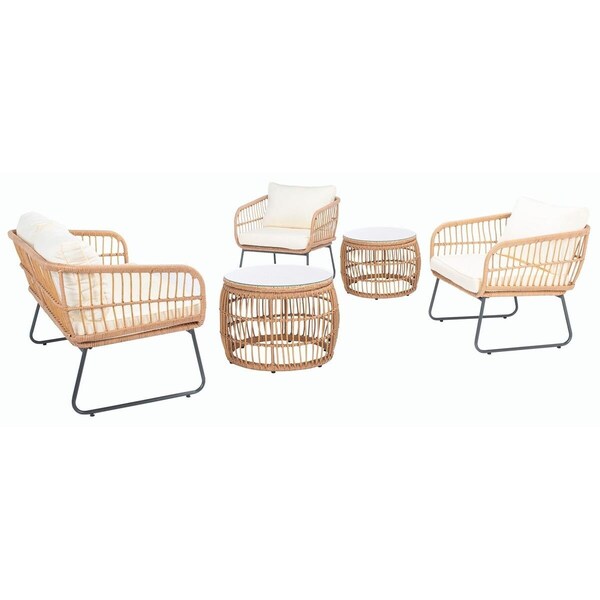 Safavieh Venta Living Set - Natural & Beige - 5 Piece - PAT9007A-2BX