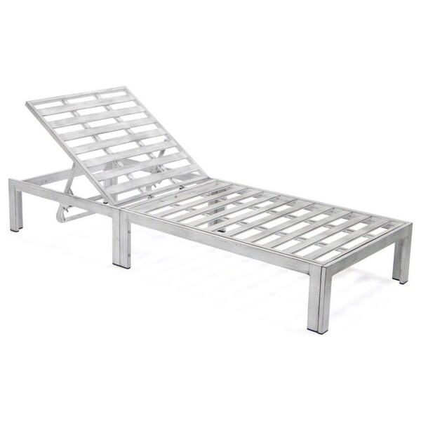 Leisuremod Chelsea Modern Outdoor Weathered Grey Chaise Lounge Chair With Side Table & Black Cushions - CLTWGR-77BL
