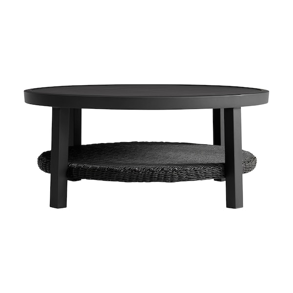 Armen Living Grand 5 Piece Black Aluminum Outdoor Seating Set with Dark Gray Cushions - 840254332775