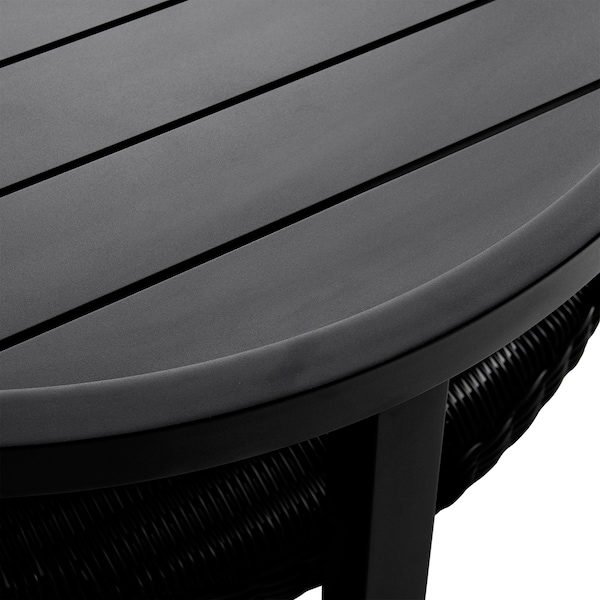 Armen Living Grand 5 Piece Black Aluminum Outdoor Seating Set with Dark Gray Cushions - 840254332775