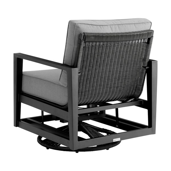 Armen Living Grand 5 Piece Black Aluminum Outdoor Seating Set with Dark Gray Cushions - 840254332775