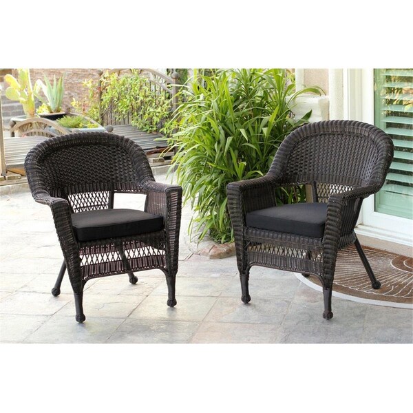 Propation W00201-2-FS017-CS Espresso Wicker Chair with Black Cushion, 2PK - PR335441