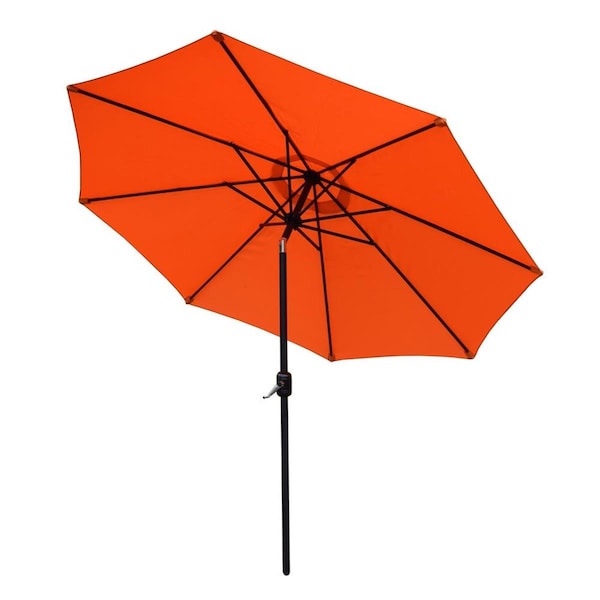 Bbq Innovations 9 ft. Metal Framed Umbrella with Crank & Tilt System - Orange Color Top & Black Pole - BB3115965