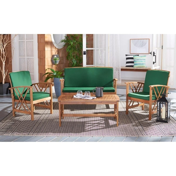 Safavieh Fontana 4 Piece Outdoor Set, Natural & Green - PAT7008N