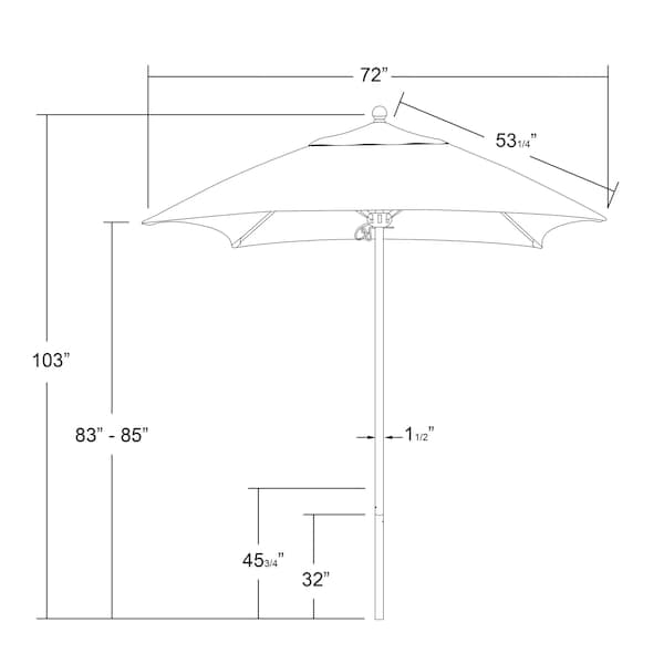 California Umbrella 6' Bronze Aluminum Market Patio Umbrella, Sunbrella Macaw - 194061334010
