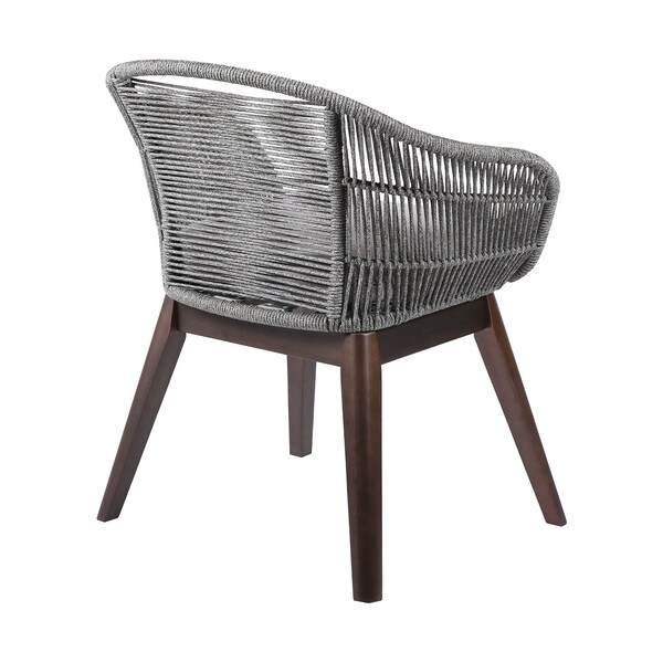 Armen Living Tutti Frutti Indoor Outdoor Dining Chair in Dark Eucalyptus Wood with Gray Rope and Gray Cushion - LCTFSIGRY