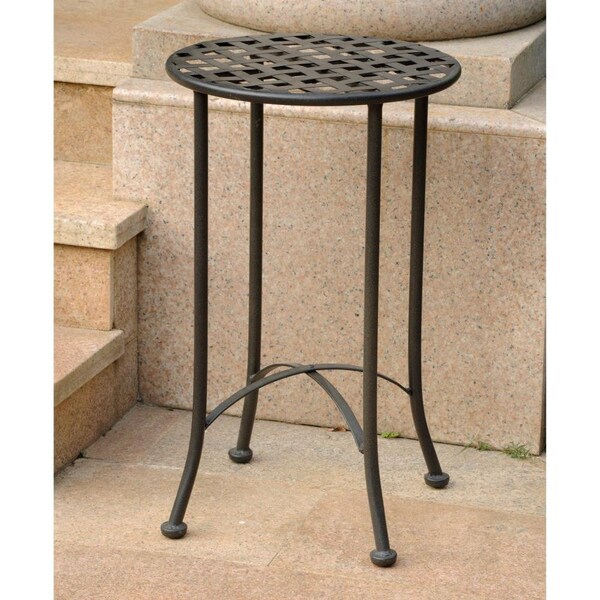 International Caravan Mandalay Iron Round Table, Antique Black - 3469-ANT-BK