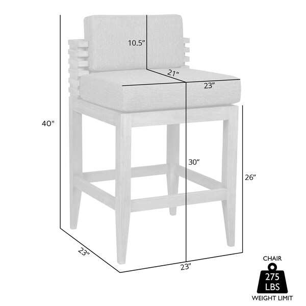 Armen Living Vivid Outdoor Patio Bar Stool in Gray Eucalyptus Wood with Gray Olefin Cushions - LCVIBAEUCGRY30