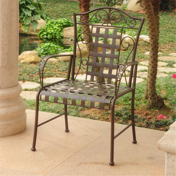 International Caravan Mandalay Iron Chair, Rustic Brown, 2PK - 3450-2CH-RT-BN