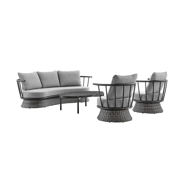 Tento Campait Monk Outdoor Patio Furniture Set, Black - 4 Piece - TE3321191