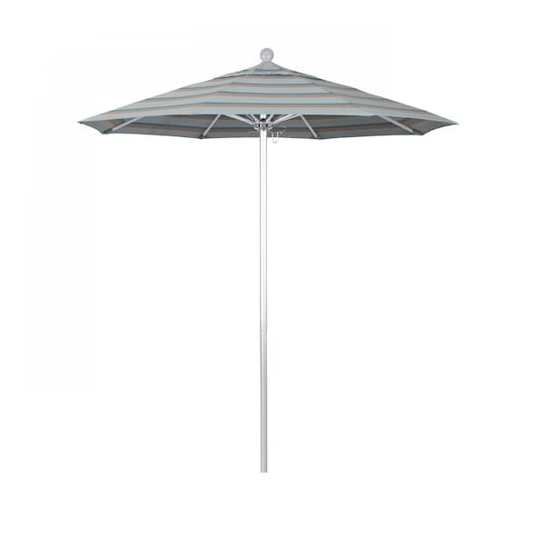 California Umbrella 7.5' Silver Aluminum Market Patio Umbrella, Sunbrella Gateway Mist - 194061334140