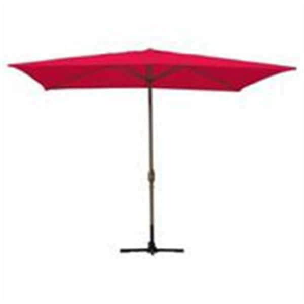 Propation 6.5 x 10 Ft. Aluminum Patio Market Umbrella Tilt with Crank - Red Fabric & Champagne Pole - PR2593377