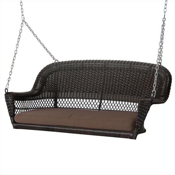 Propation Espresso Wicker Porch Swing With Brown Cushion - PR2438578