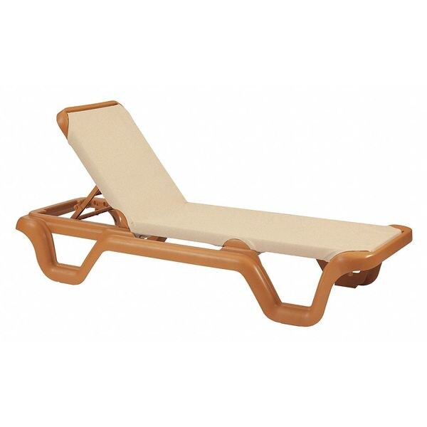 Grosfillex Marina Sling Chaise Khaki/Teakwood, PK2 - US414108