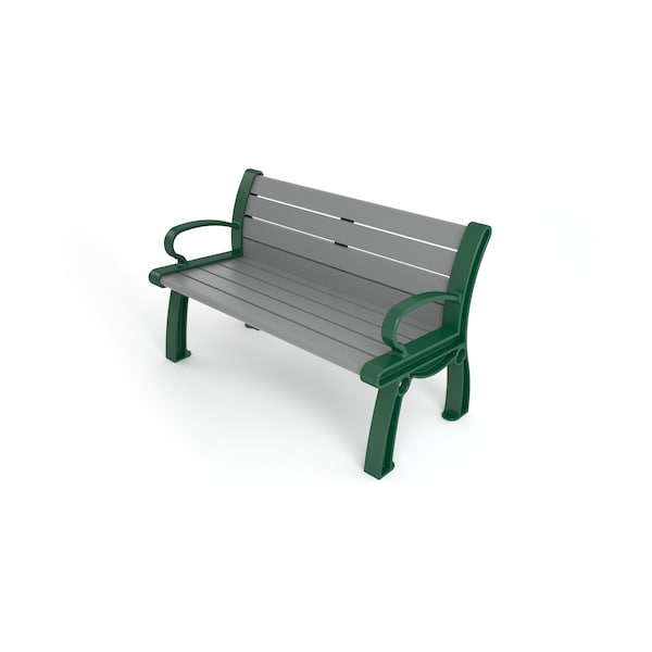 Frog Furnishings Gray 4' Heritage Bench with Green Frame - PB 4GRAGFHER