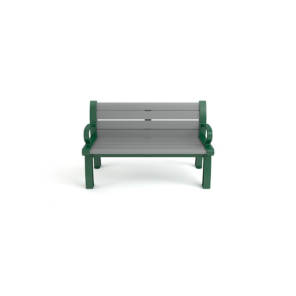 Frog Furnishings Gray 4' Heritage Bench with Green Frame - PB 4GRAGFHER