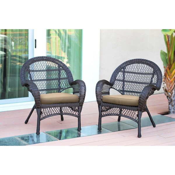 Propation W00208-C-2-FS006-CS Espresso Wicker Chair with Tan Cushion - PR1081340