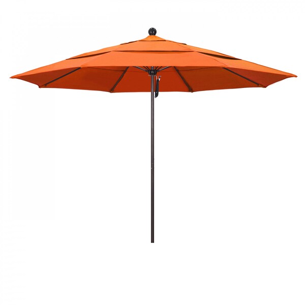 California Umbrella Patio Umbrella, Octagon, 107" H, Sunbrella Fabric, Tangerine - 194061000960