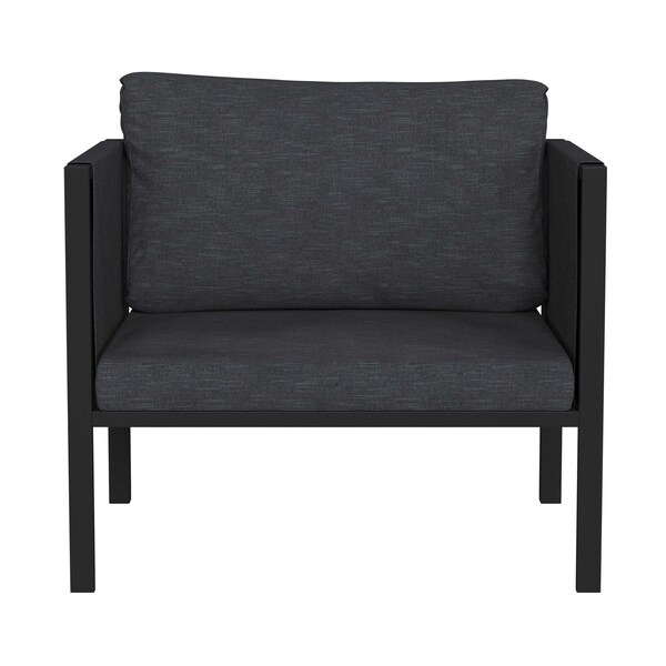 Flash Furniture Black Patio Chair with Storage & Charcoal Cushions - GM-201108-1S-CH-GG