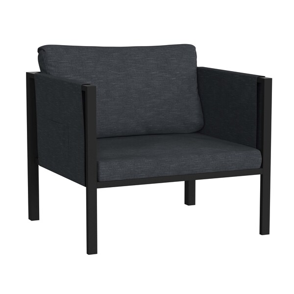 Flash Furniture Black Patio Chair with Storage & Charcoal Cushions - GM-201108-1S-CH-GG