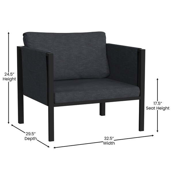 Flash Furniture Black Patio Chair with Storage & Charcoal Cushions - GM-201108-1S-CH-GG