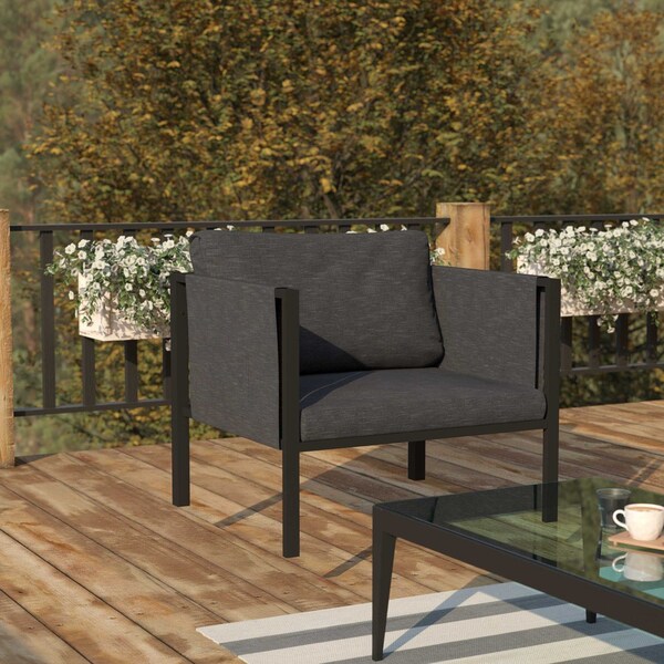 Flash Furniture Black Patio Chair with Storage & Charcoal Cushions - GM-201108-1S-CH-GG
