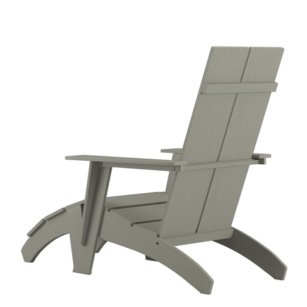 Flash Furniture Modern Gray Wide Slat Adirondack Chair & Ottoman - JJ-C14509-14309-GY-GG