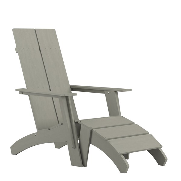 Flash Furniture Modern Gray Wide Slat Adirondack Chair & Ottoman - JJ-C14509-14309-GY-GG