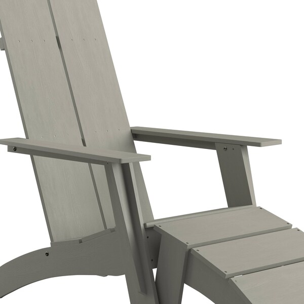 Flash Furniture Modern Gray Wide Slat Adirondack Chair & Ottoman - JJ-C14509-14309-GY-GG