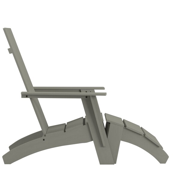 Flash Furniture Modern Gray Wide Slat Adirondack Chair & Ottoman - JJ-C14509-14309-GY-GG