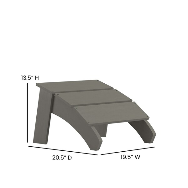 Flash Furniture Modern Gray Wide Slat Adirondack Chair & Ottoman - JJ-C14509-14309-GY-GG