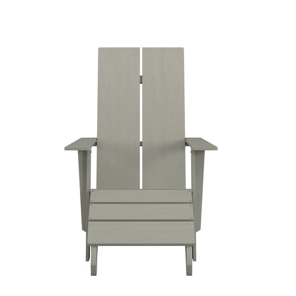 Flash Furniture Modern Gray Wide Slat Adirondack Chair & Ottoman - JJ-C14509-14309-GY-GG