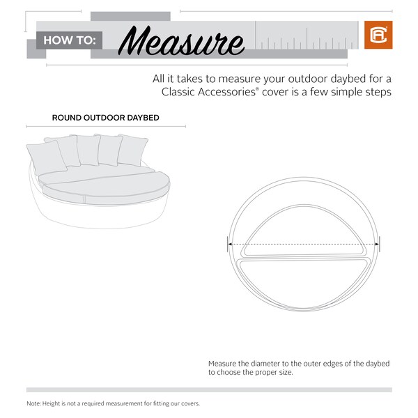Classic Accessories Veranda Round Day Bed Cover, Small - 56-299-021501-EC