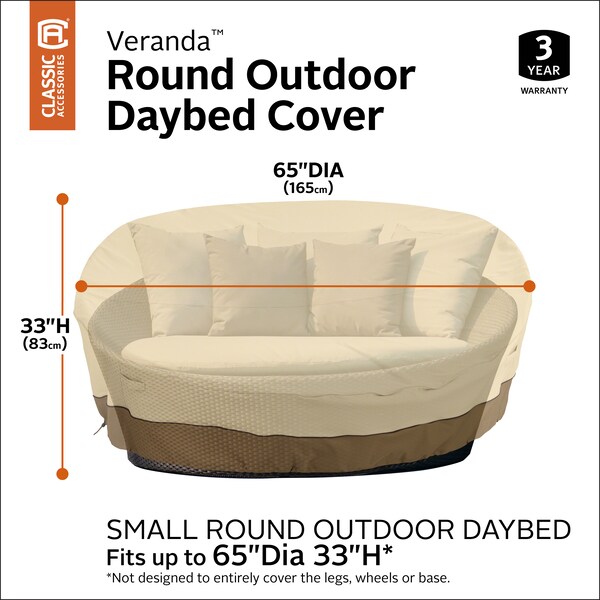 Classic Accessories Veranda Round Day Bed Cover, Small - 56-299-021501-EC