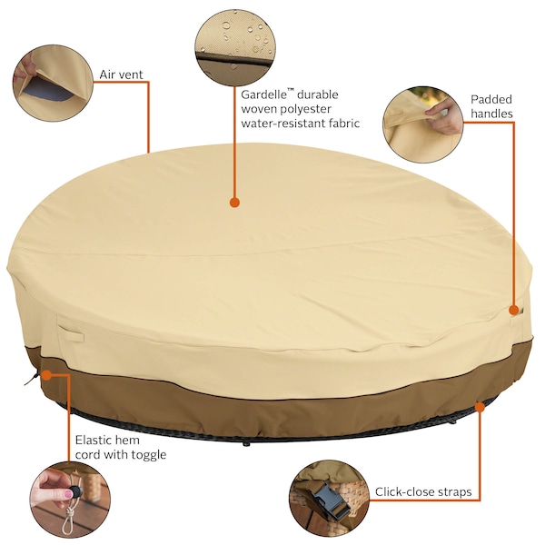 Classic Accessories Veranda Round Day Bed Cover, Small - 56-299-021501-EC