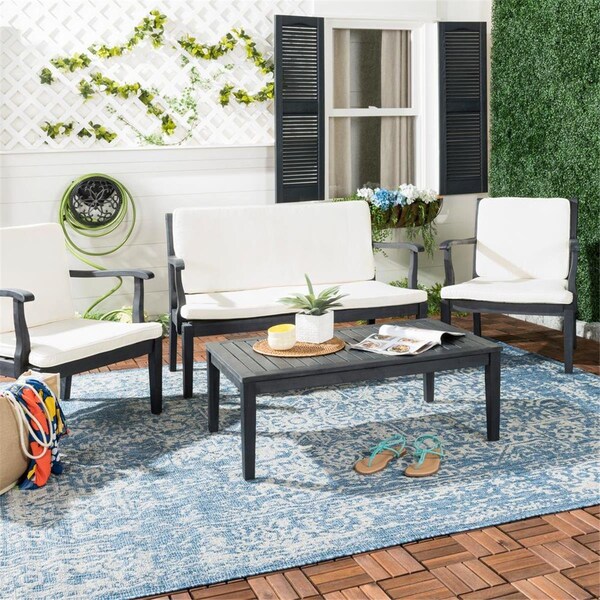 Safavieh Fresno Outdoor Living Set; Dark Slate Gray, 4PK - PAT6711K