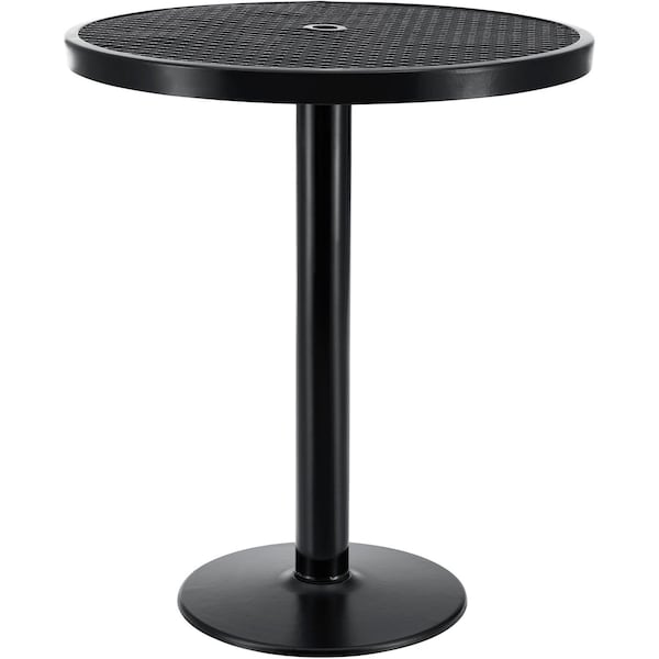 Global Industrial 36in Round Outdoor Bar Height Table, 42inH, Expanded Metal, Black - 278003BK